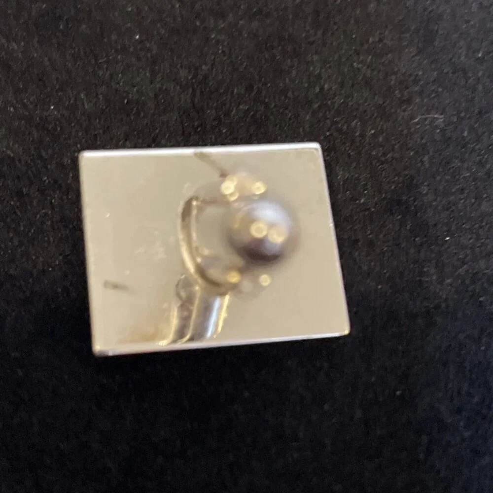 Silver Tone Square Etched Cufflinks Men's Vintage Formal Wear Bullet Back